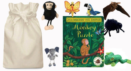 Monkey Puzzle Story Sack with Finger Puppets