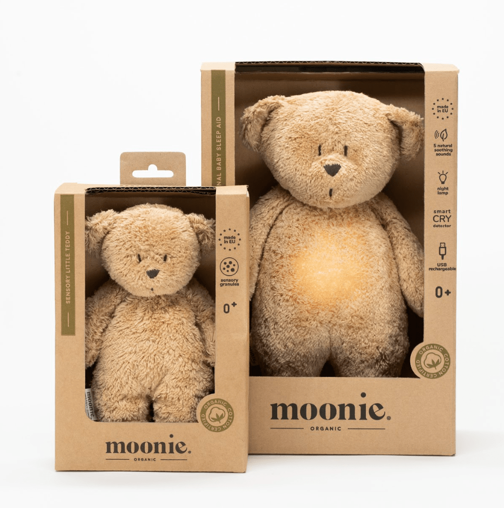 Moonie 2.0 Cappuccino Nature Bear - The Organic Hummy Bear with Lamp - Little Whispers