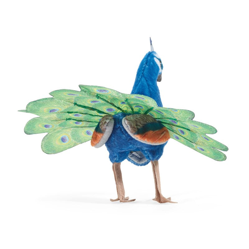 Folkmanis Mini Peacock Finger Puppet Back view