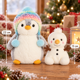 PomPom Penguin Rainbow Hat Soft Toy and Snowman Palm Pal