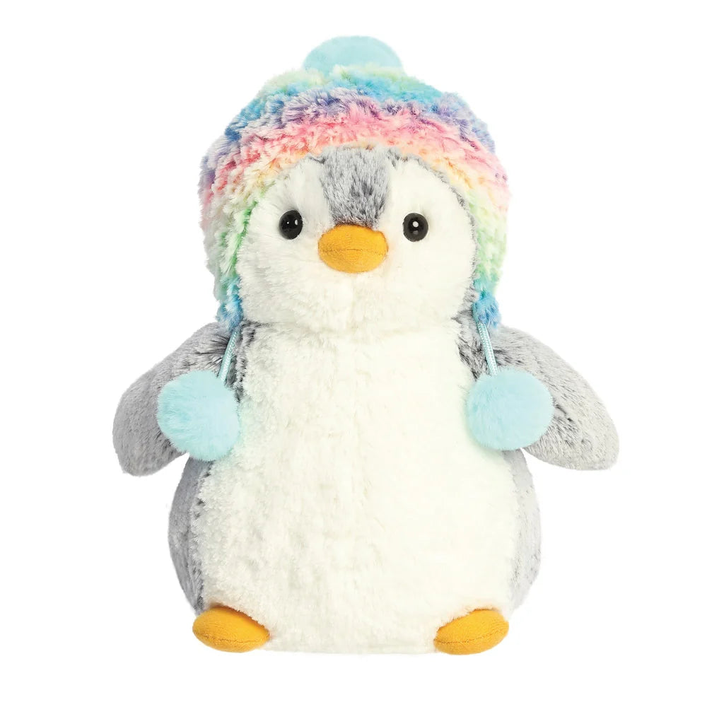PomPom Penguin Rainbow Hat Soft Toy