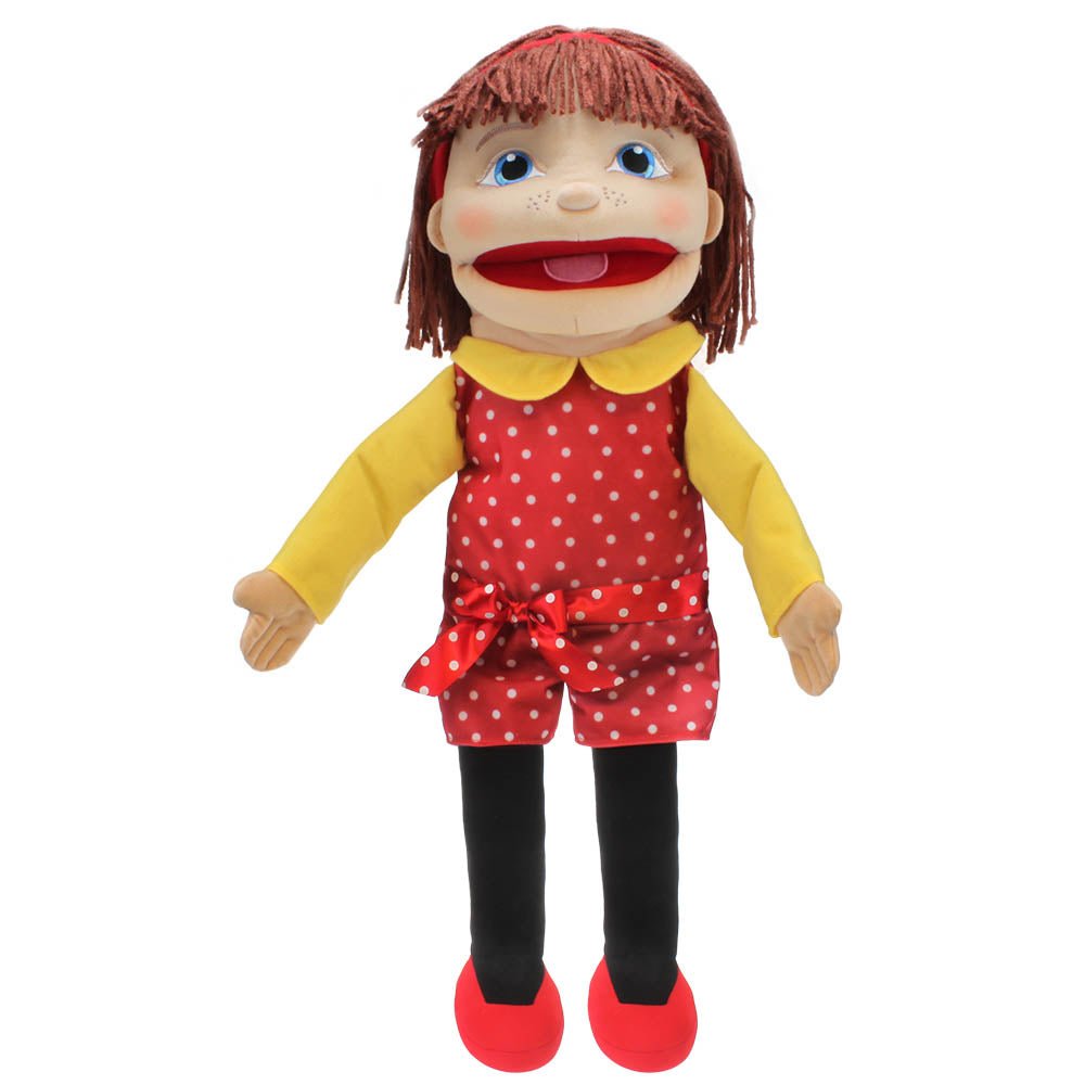 Puppet company People Puppet Buddies: Medium Girl (Red/Yellow Outfit) - Little Whispers