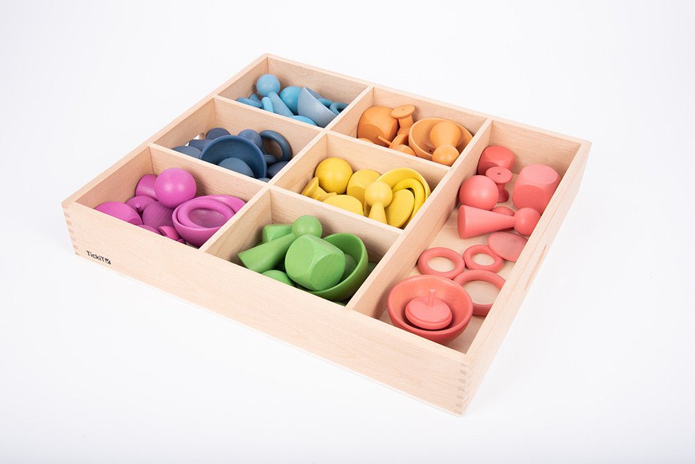 Rainbow Wooden Super Set + Wooden Sorting Tray (7- Way) 74048 (Direct Shipping) - Little Whispers