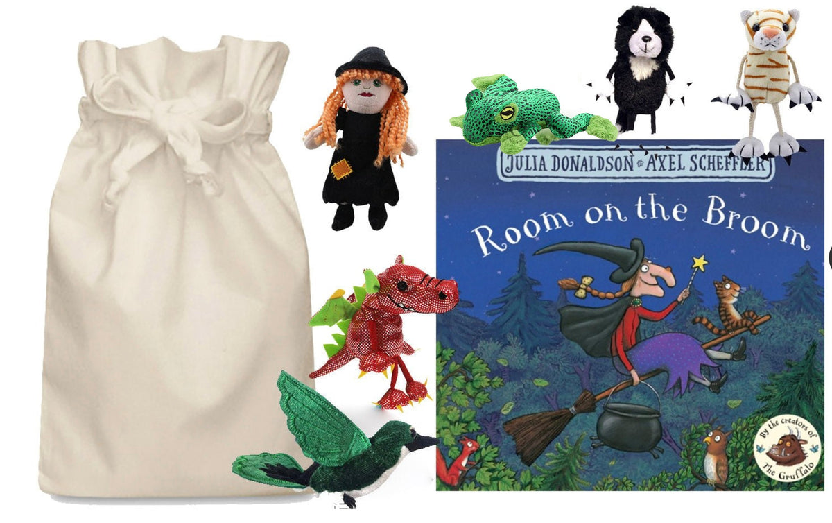 Brom Puppet Room on the Broom Finger Puppet Story Sack - Little Whispers