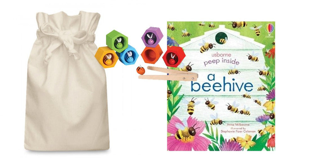 A Beehive Story Sack with Plan Toys Bees - Little Whispers