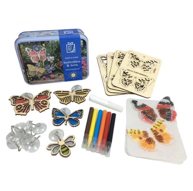 Apples To Pears Gift In A Tin Butterflies & Bees Suncatcher Kit - Little Whispers