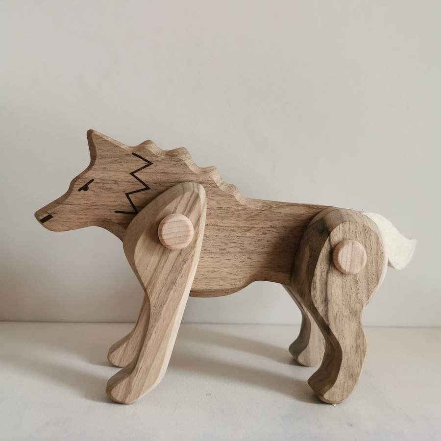 Bajo Wooden Jointed Wolf - Little Whispers