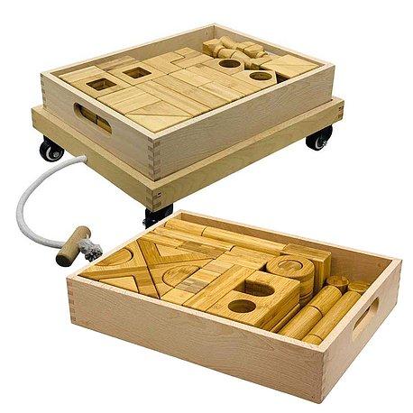 Block Play Sets 1 & 2, Wooden Cart & Work Cards - Little Whispers