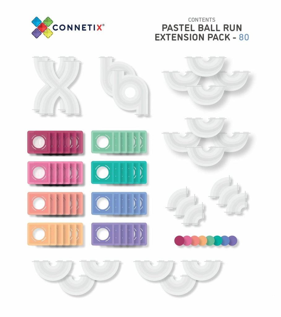Connetix Tiles 80pc Ball Run Expansion Pack Pastel - Little Whispers