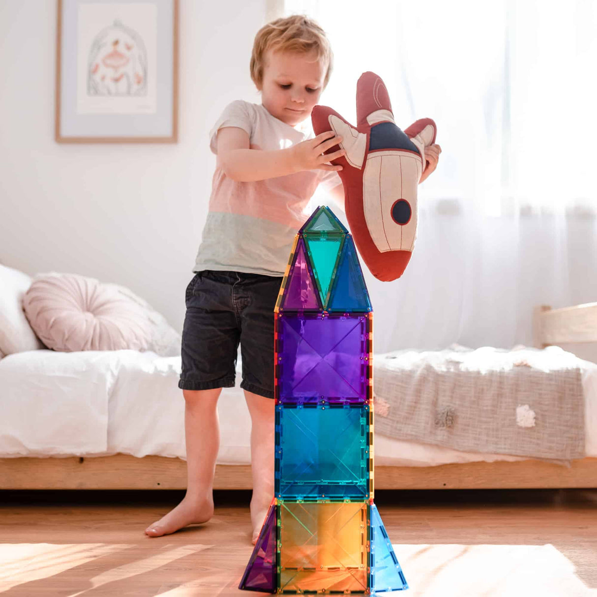 Connetix Tiles Magnetic Building Set - 100 Piece Creative Pack Rainbow - Little Whispers