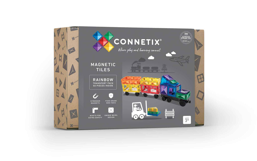 Connetix Tiles Magnetic Rainbow Transport Pack 50 pc - Little Whispers