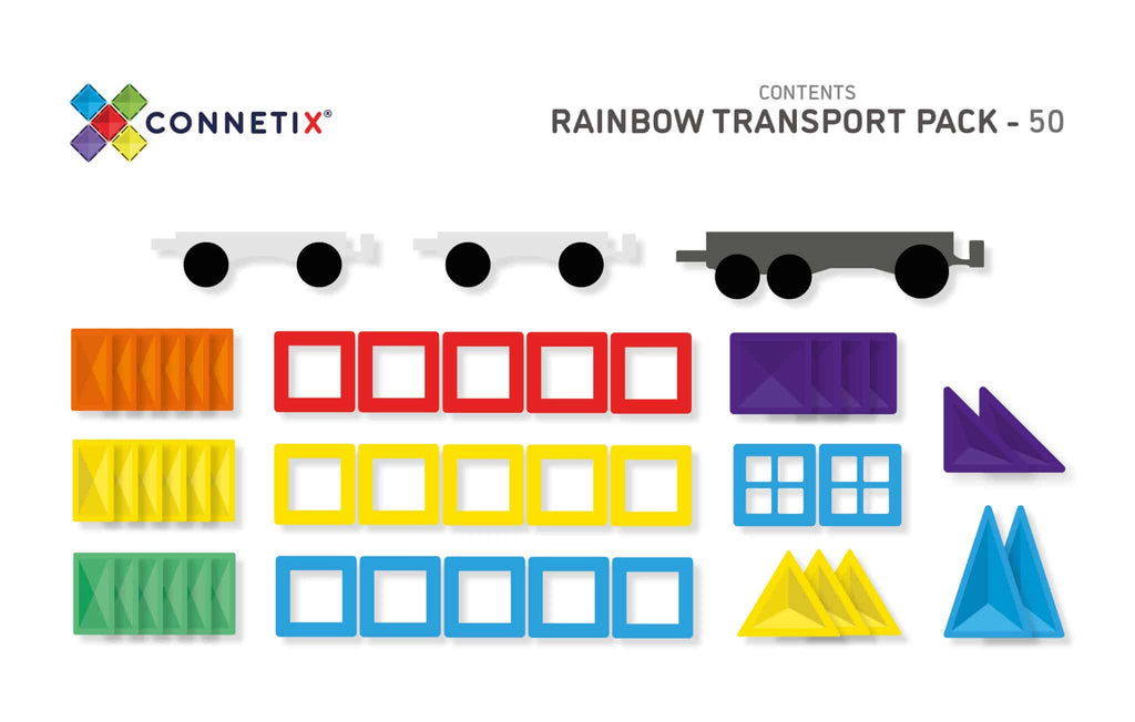Connetix Tiles Magnetic Rainbow Transport Pack 50 pc - Little Whispers