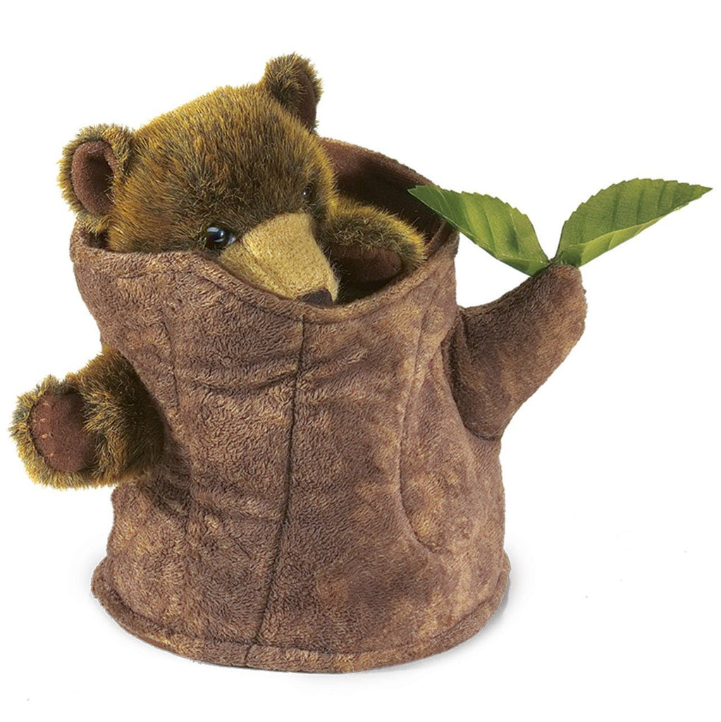 Folkmanis Bear in Tree Stump Hand Puppet - Little Whispers