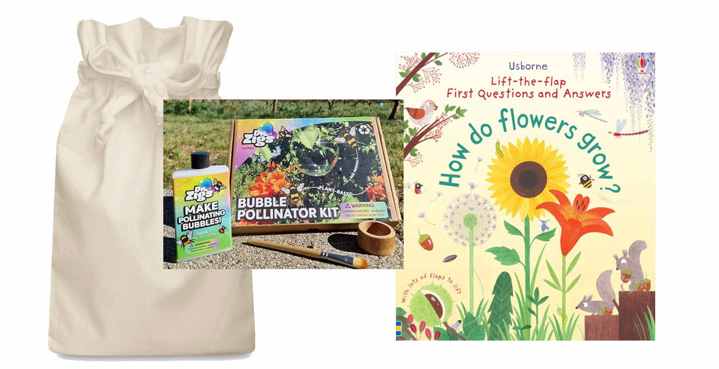 How do Flowers Grow Story Sack with Dr Zigs Pollinator Kit - Little Whispers