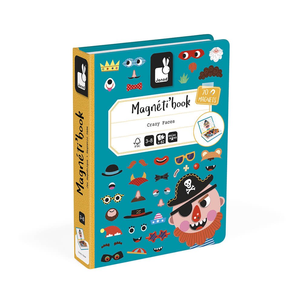 Janod Boy's Crazy Faces Magnetic Book - Little Whispers