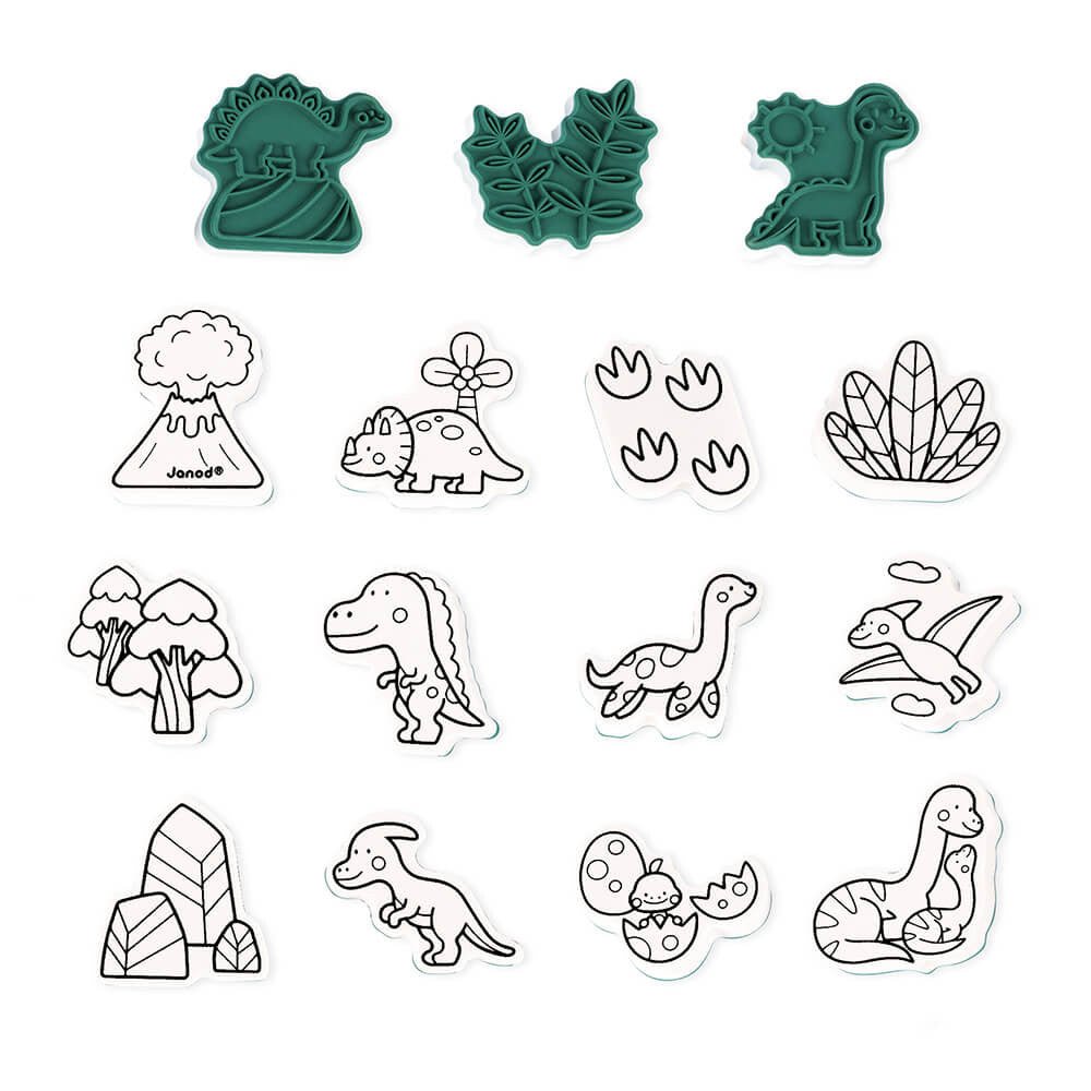 Janod Dinosaur Stampinoo Set (15 Stamps) - Little Whispers