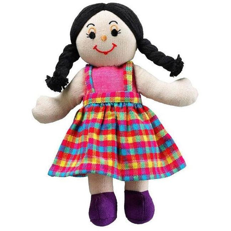 Lanka Kade Girl Rag Doll White Skin, Black Hair - Little Whispers 