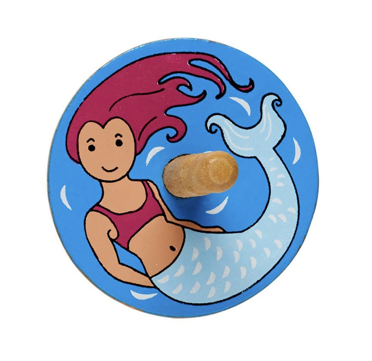 Lanka Kade wooden blue mermaid Spinning Top Little Whispers 