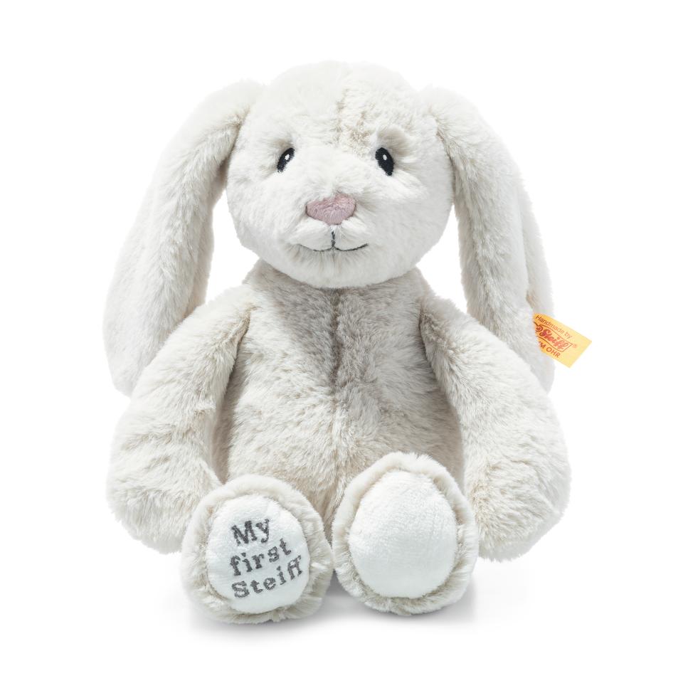 My First Steiff Grey Hoppie Rabbit Soft Toy 242342 - Little Whispers