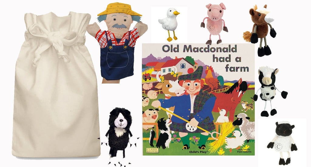 Old Macdonald Had A Farm Story Sack with Puppet Company Finger Puppets - Little Whispers