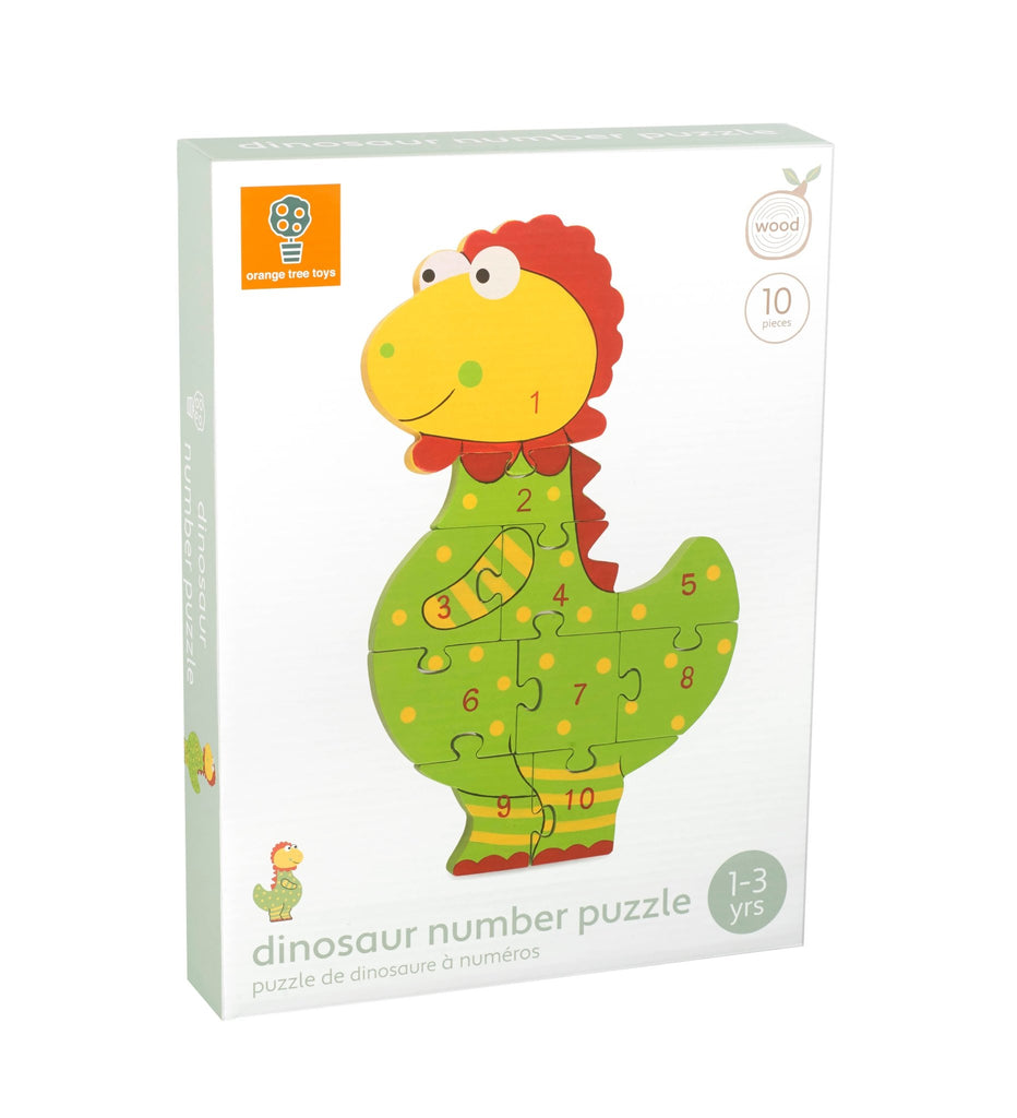 Orange Tree Wooden Dinosaur Number Puzzle - Little Whispers