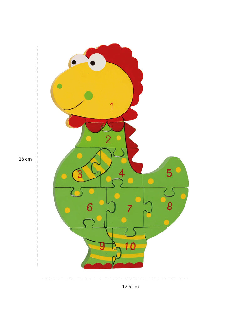 Orange Tree Wooden Dinosaur Number Puzzle - Little Whispers