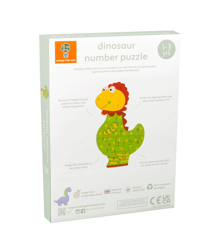 Orange Tree Wooden Dinosaur Number Puzzle - Little Whispers