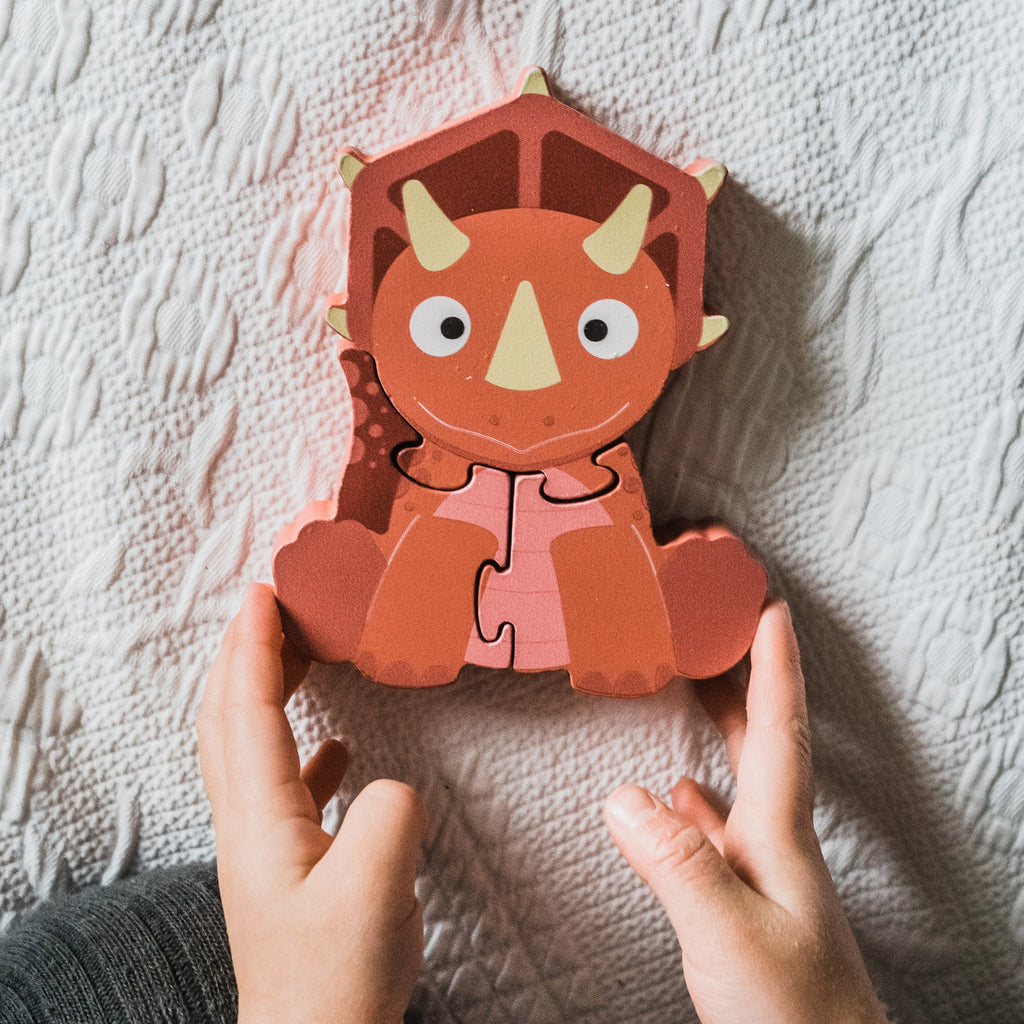 Orange Tree Wooden Triceratops Puzzle - Little Whispers