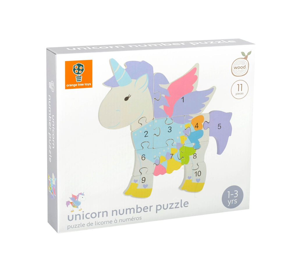 Orange Tree Wooden Unicorn Number Puzzle - Little Whispers