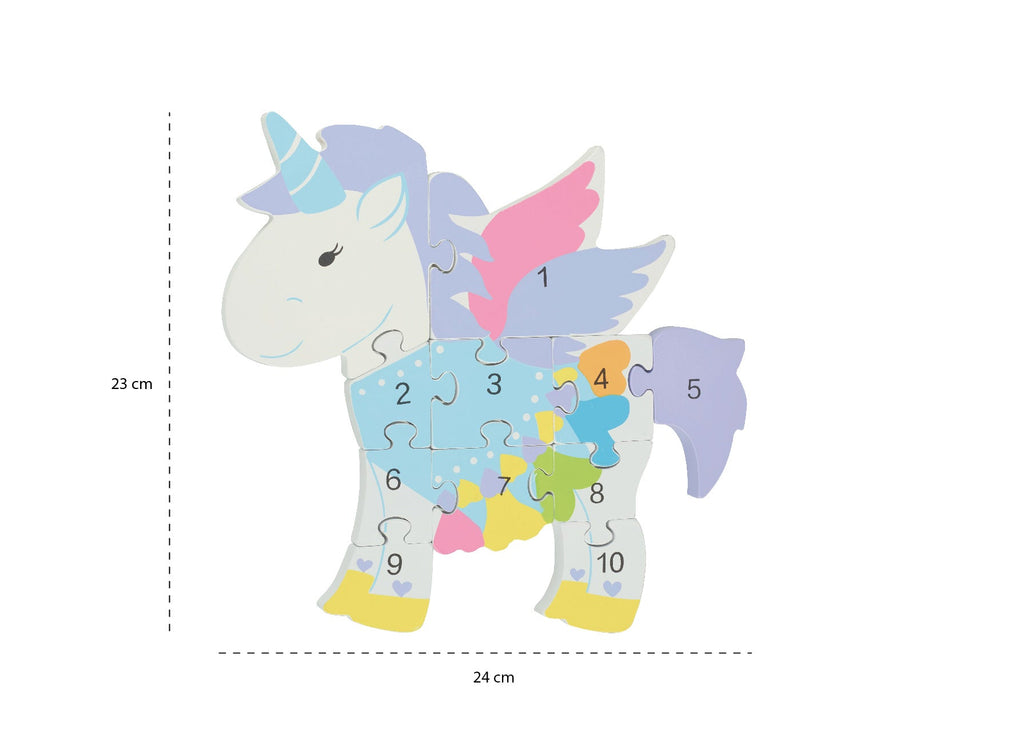 Orange Tree Wooden Unicorn Number Puzzle - Little Whispers