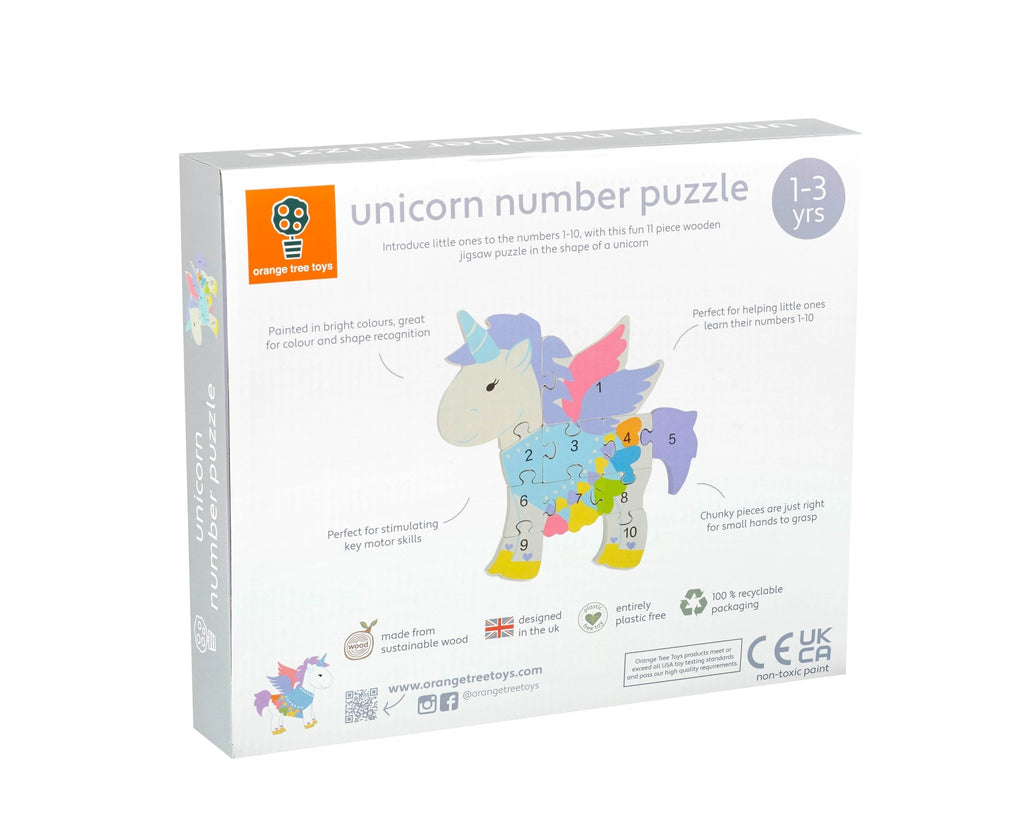 Orange Tree Wooden Unicorn Number Puzzle - Little Whispers