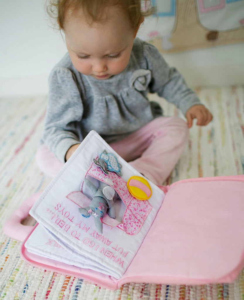 Oskar & Ellen Goodnight Bunny Interactive Soft Book (Pink) - Little Whispers