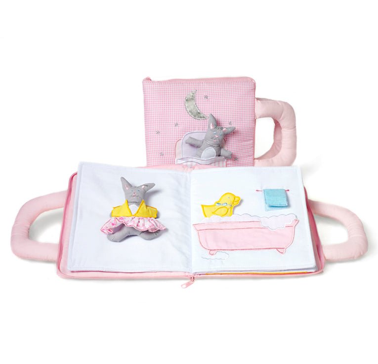Oskar & Ellen Goodnight Bunny Interactive Soft Book (Pink) - Little Whispers