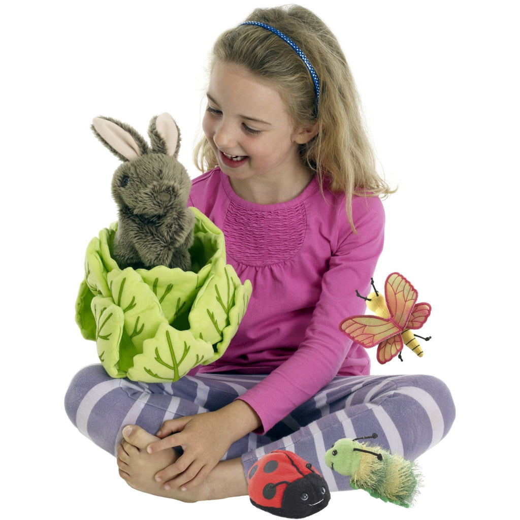 Rabbit In A Lettuce Hand Puppet - Little Whispers