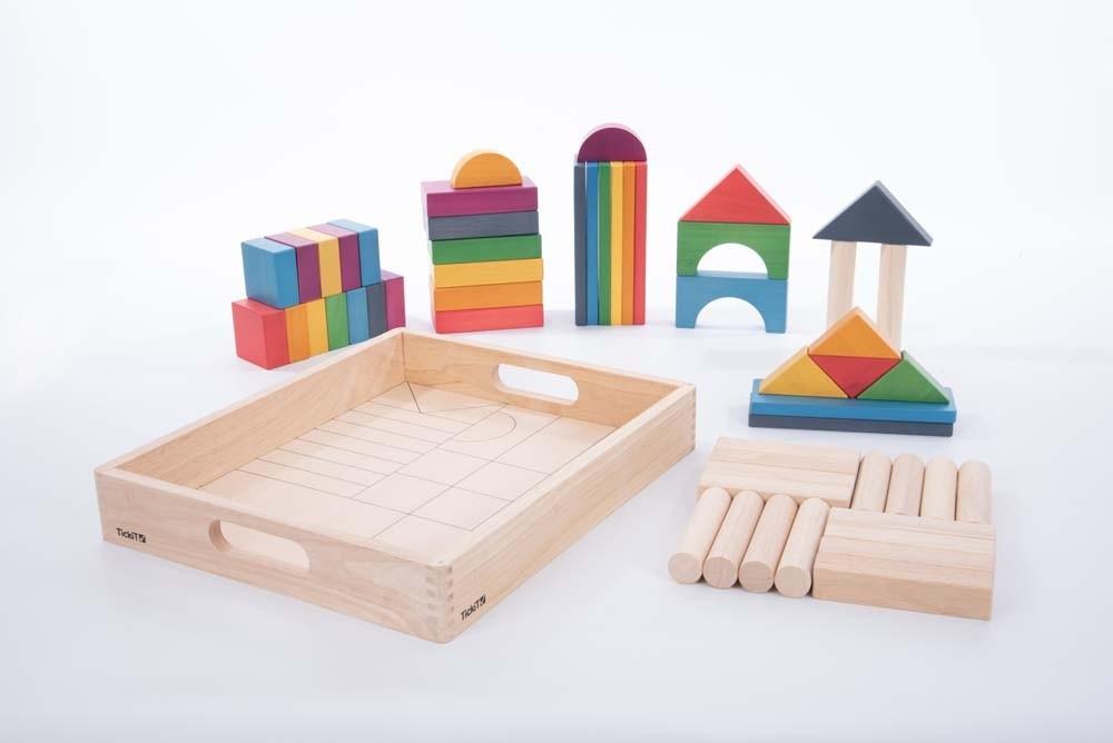 Rainbow Wooden Jumbo Block Set - Pk54 - Little Whispers