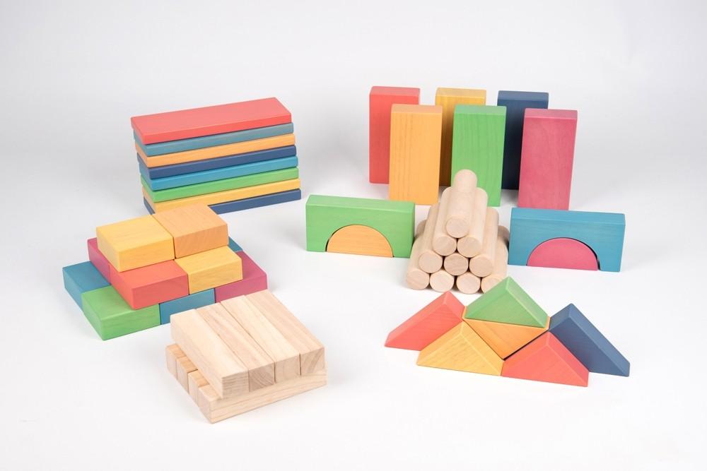 Rainbow Wooden Jumbo Block Set - Pk54 - Little Whispers