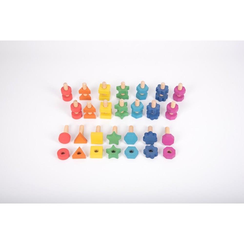 Rainbow Wooden Nuts & Bolts - Small Set (Pk7) - Little Whispers