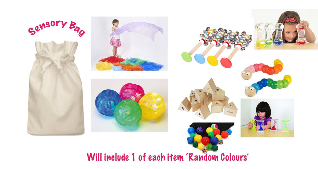 Sensory Bag with lots of sensory items - Little Whispers
