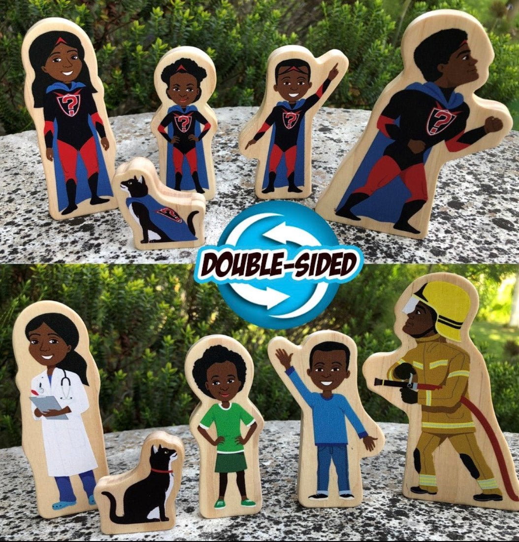 Story Starter Picture Cubes and Superhero Character Story Sack - Little Whispers