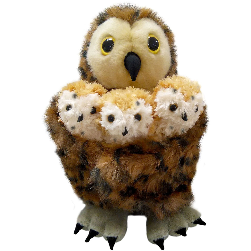 Tawny Owl With 3 Babies Hand Puppet - Little Whispers