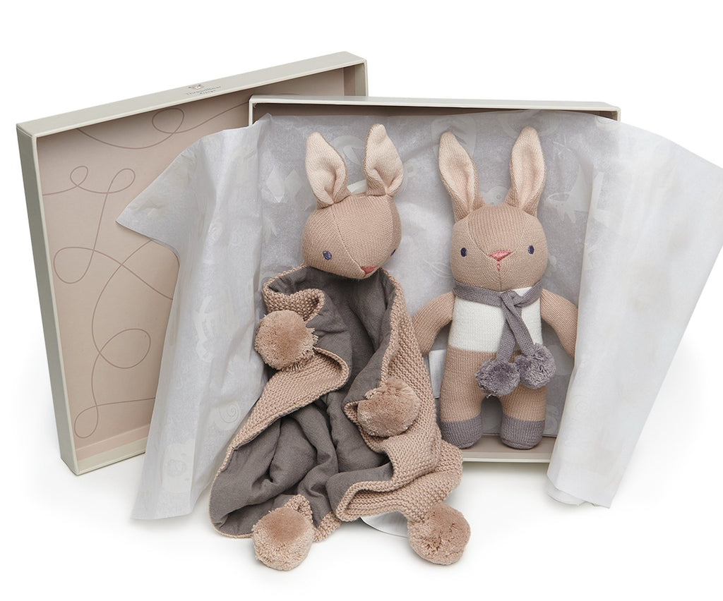 Tender Leaf Toys Baby Threads Taupe Bunny Baby Gift Set - Little Whispers