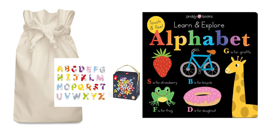 Touch and Feel Alphabet Story Sack with Janod Letters - Little Whispers