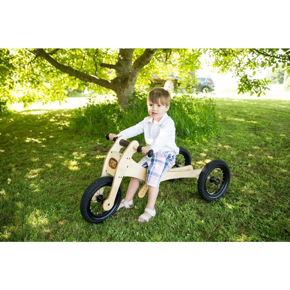 Trybike Natural Wood 4-in-1 Balance Bike + Seat Cover & Safety Pad - Little Whispers