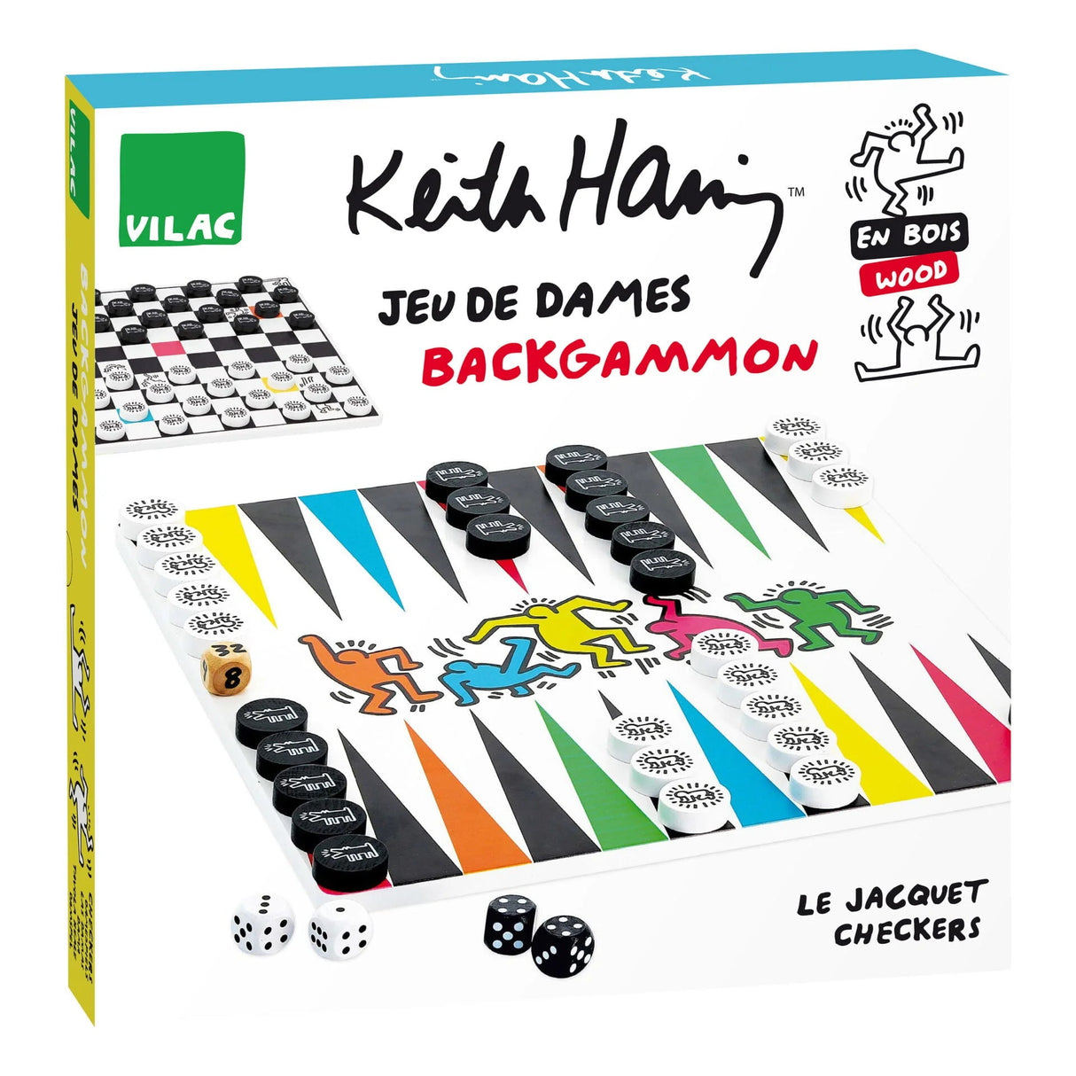 Vilac Keith Haring 2 In 1 Backgammon & Draughts Set VIL9228 (Direct Shipping) - Little Whispers