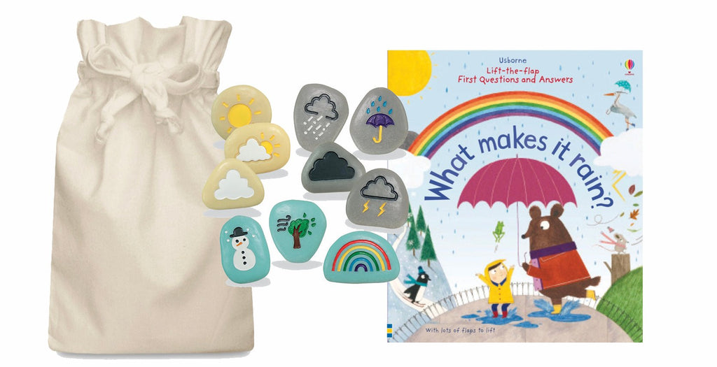 What makes it Rain Story Sack with Weather Stones - Little Whispers