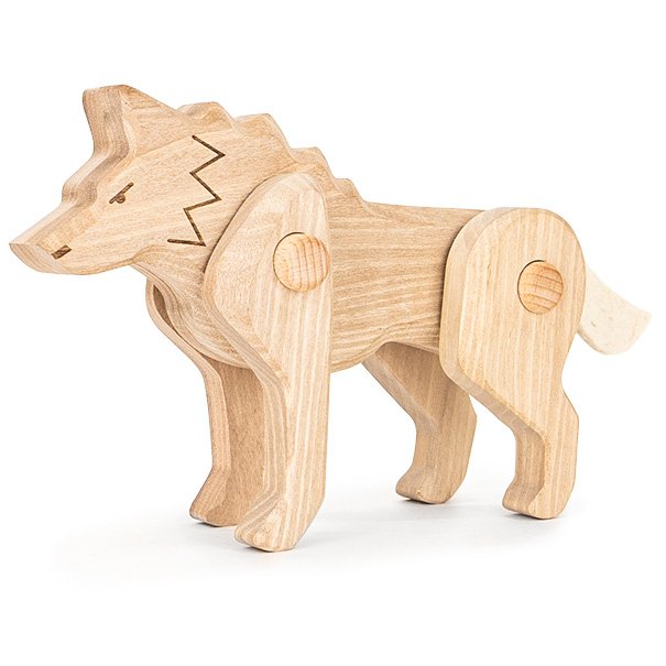 Carved Wooden Wolf Magnet